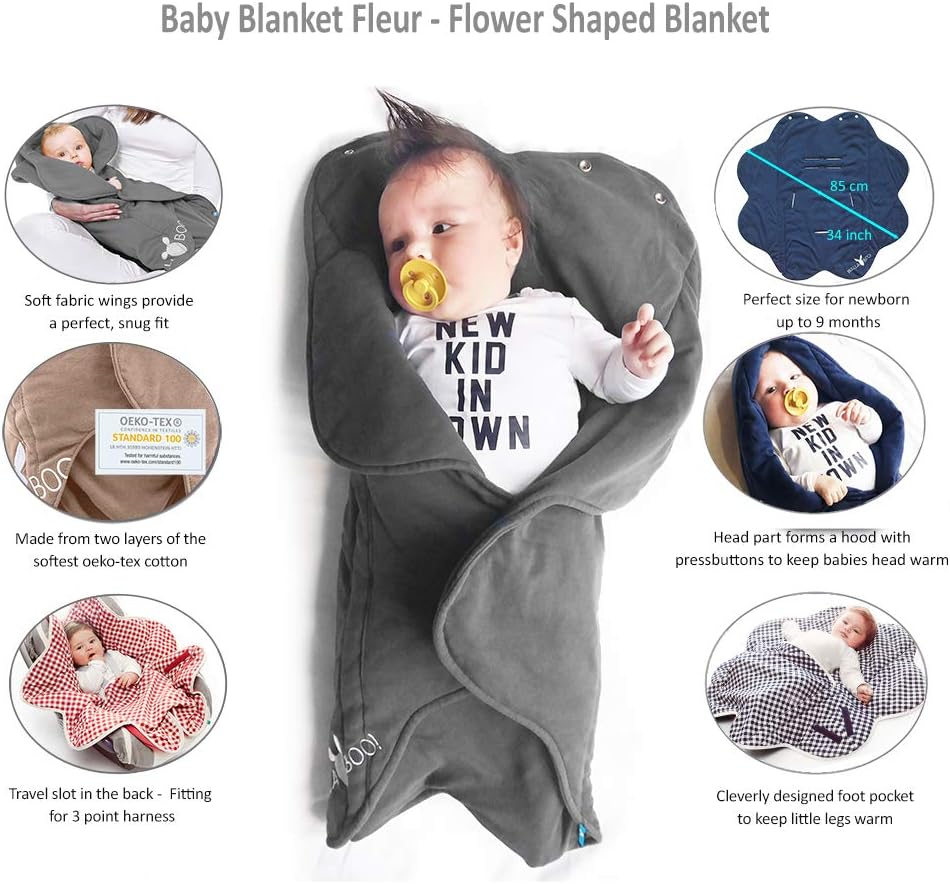 Wallaboo Baby Blanket Fleur, Supersoft 100% Cotton, for Pram Moses Basket or Crib and Travel, Chocolat, Brown - Image 4