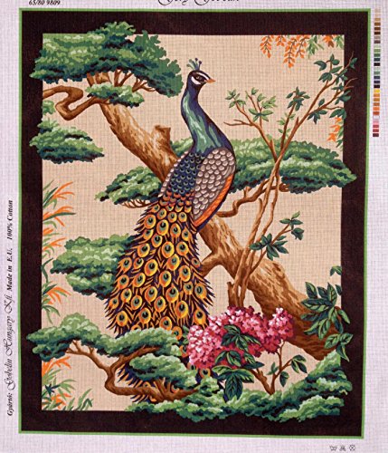 Needlepoint Large printed canvas Peacock 25.6" x31.5 (65x80cm.) 9809