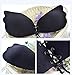 Huluwa Women Bra Reusable Self Adhesive Silicone Bra Invisible Push-up Bras, Breathable, Deep V Gathers, Tighten Breast, No Trace Adjustable, Black, Cup C