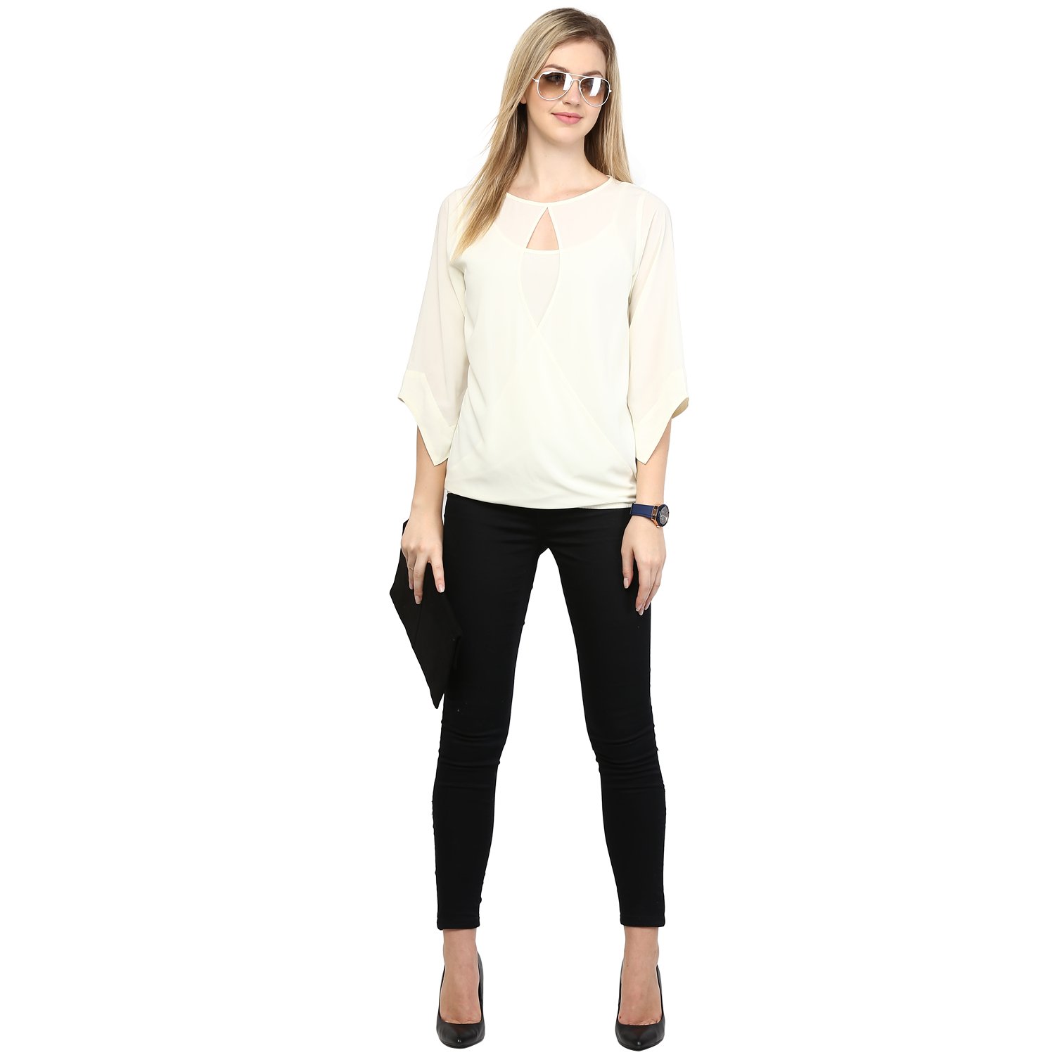 rare women white georgette top (ep1036)