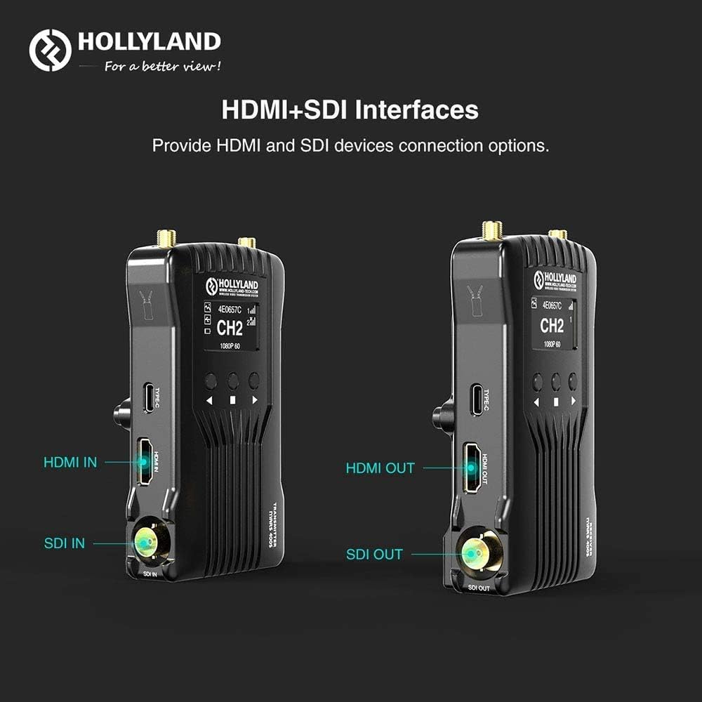 Hollyland Mars 400S Wireless Video Transmitter and Receiver SDI/HDMI 400ft Long Range 0.1s Low Latency 1080P HD Video WiFi Transmission System : Camera & Photo