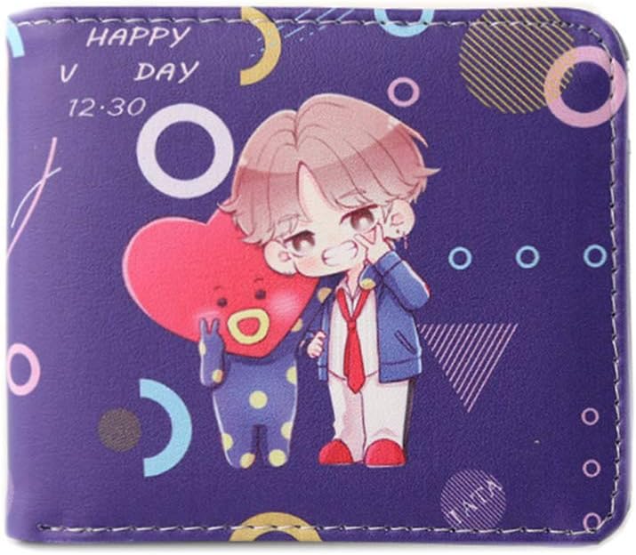 BTS Wallet Leather Bifold Stylish Wallet ID Window Card Case(TATA)