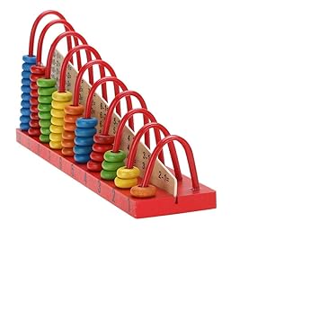 Assemble Calculation Shelf Wooden Calculation Counting Set with Round Wooden Beads/Rings Addition and Subtraction Maths Wooden Toy (Multicolor)