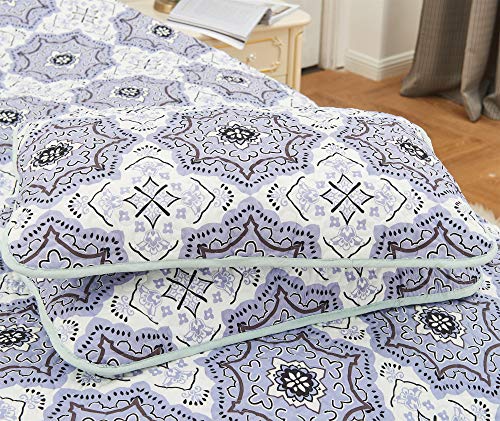Hannah Linen 4 Piece Down Alternative Quilt Set with Shams and Decorative Pillow - Premium Quality - Hypoallergenic -Plush Microfiber Fill - Machine Washable - (King, Navy Blush Greyson) - Thumbnail 4