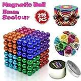 HOMOFY 5MM 216 Pcs Multicolored Magnetic Balls Magnets Toys Sculpture Building Magnetic Blocks Cube Gift for Intellectual Development Office Toy Stress Relief Gift for Teens and Adult( 8 Color)