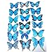 Vovotrade 12Pcs 3D Butterfly Magnet Wall Stickers Thanksgiving Christmas (Blue)