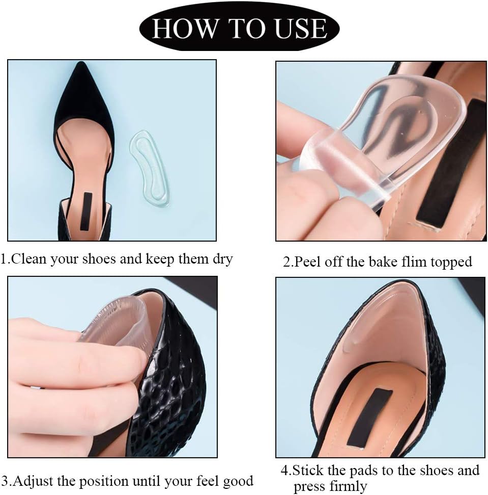 16Pcs Clear Heel Grips Shoes Too Big Set Heel Pads Thick Gel Shoe Liners Plus Shoe Wipe Protectors from Slipping Out and Rubbing Perfect for New Shoes - Image 5