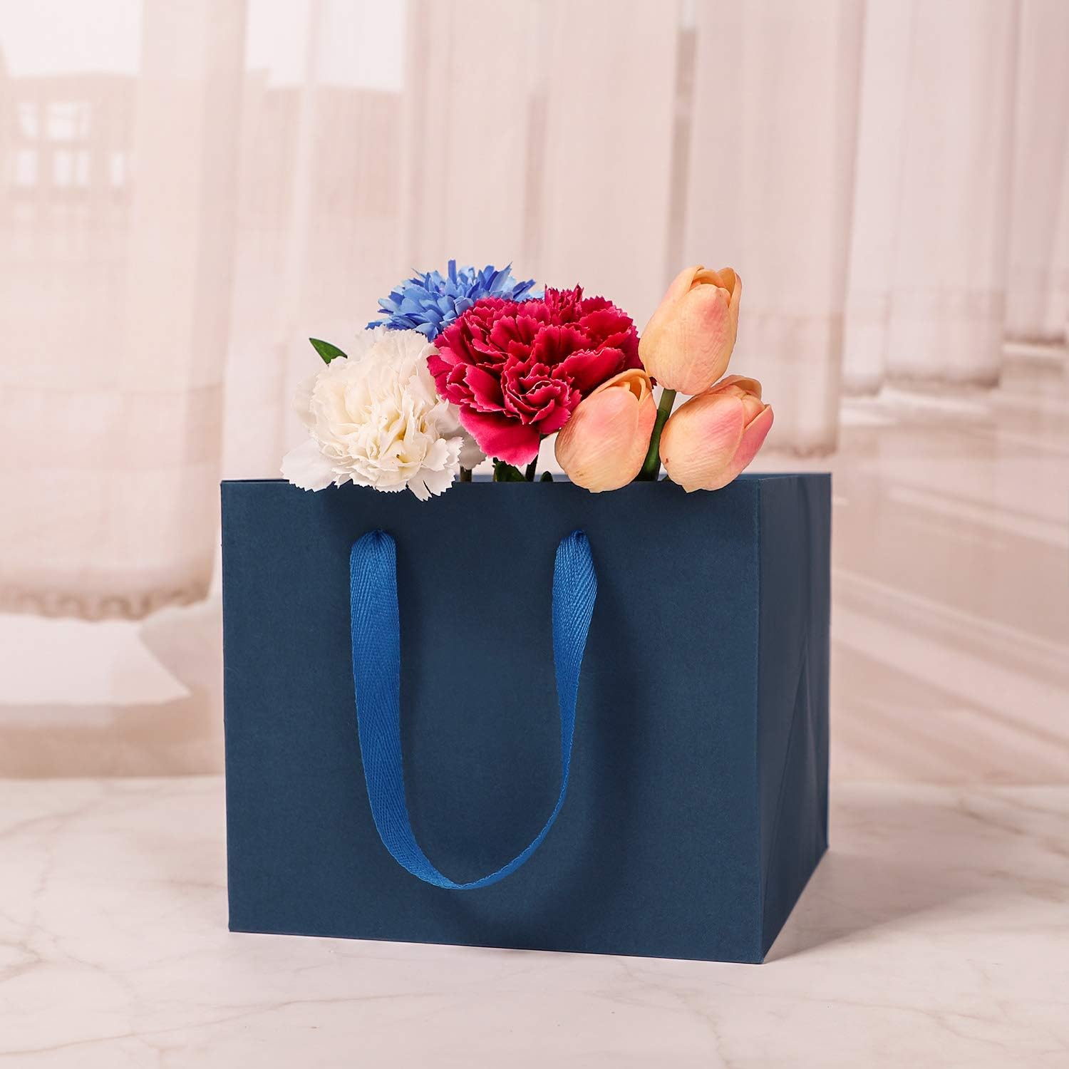 5 x Large Kraft Paper Gift Bag with Handle - Multicoloured Tote Bags Reusable for Birthday Wedding, Christmas Party - Image 3