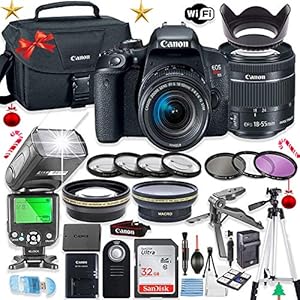 Canon EOS Rebel T7i DSLR Camera Bundle Canon EF-S 18-55mm STM Lens + 32GB Sandisk Memory + Canon Case + TTL Speedlight Flash (Good Upto 180 Feet) + Accessory Bundle