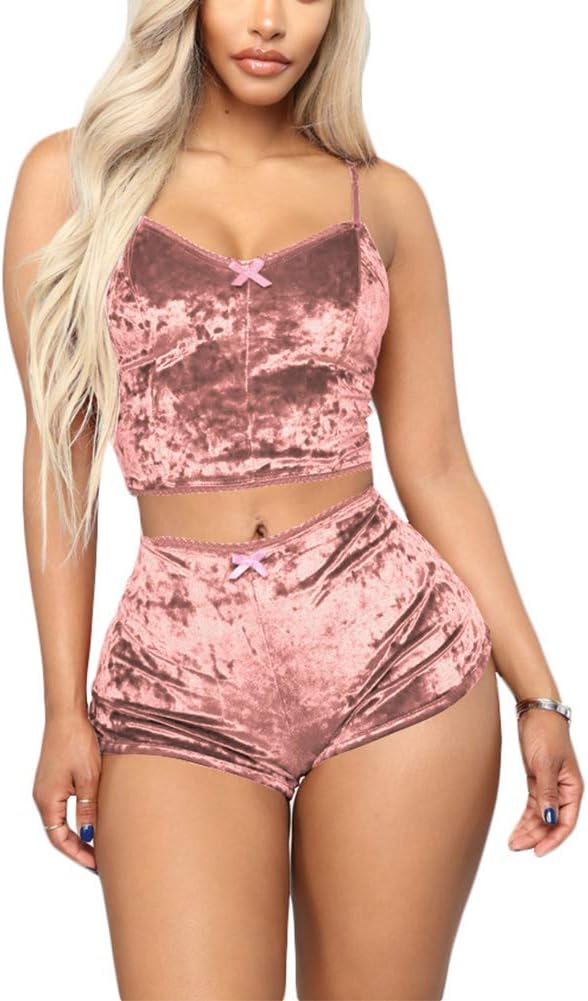 Sexy Pajamas for Women Velvet Spaghetti Strap Crop Top Camisole