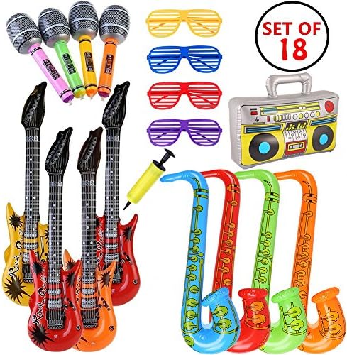 MIMIEYES Inflatable Instruments for Party Decoration Prop (18 Pieces Random Color)