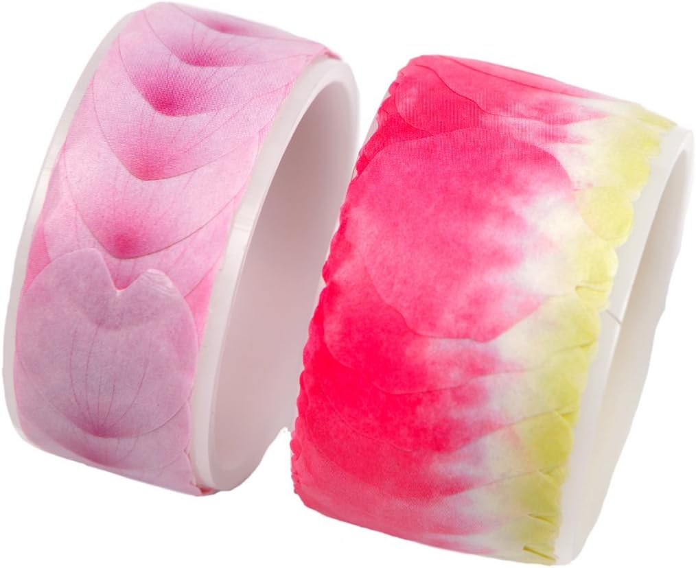 2 Rolls Washi Tape, Sakura Petal Stickers Masking Tape for Scrapbook, Bullet Journal, Planner, Arts and Crafts DIY, 100 Pieces Each