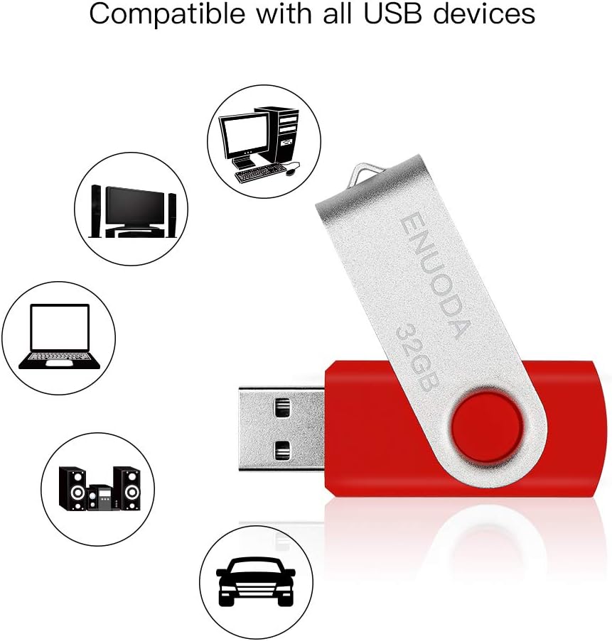 ENUODA 32GB USB Stick 10 Pack USB 2.0 Flash Drive Memory Stick Swivel Design Pen Drive Thumb Drive for Data Storage (10 Mixed Color) - Image 5