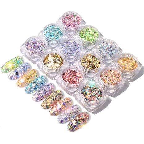 Amazon グリッター ネイル用 可愛い ラメパウダー ホログラム