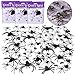 FUN LITTLE TOYS 3 Pack Spider Web with 69PCS Scary Mini Plastic Fake Spiders Bulk Toy Halloween Decoration Outdoor, Realistic Netting Cobwebs for Indoor Wall Window Ceiling Desk Curtains Party Decor