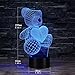 Uferno 3D Optical Illusion USB Night Light Table Lamps - Bedrooms Deco Teddy Bear Love Design for Kids - Unique Color Changing 3Ds Flash and Glow Effect