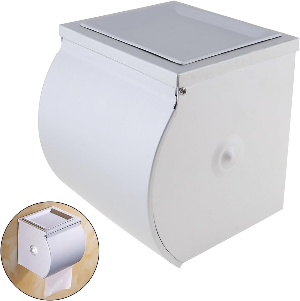 Aluminum Waterproof Roll Tissue Box with Silver Multifunctional Ashtray Paper Rack for Bathroom