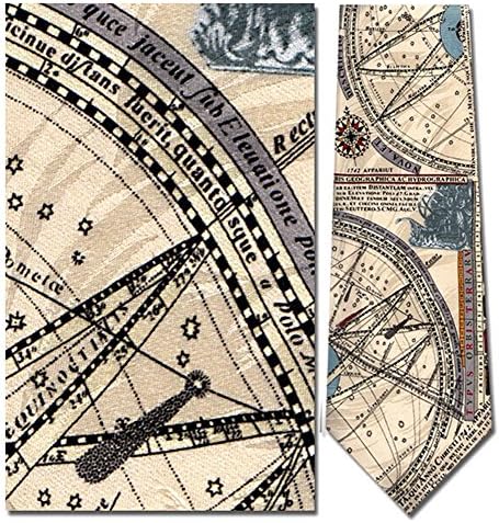 Men's 100% Silk Beige Nautical Map C. 1742 Necktie Tie Neckwear