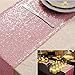 ShinyBeauty 12x108-Inch Sequin Table Runner Pink Gold 1 Piece