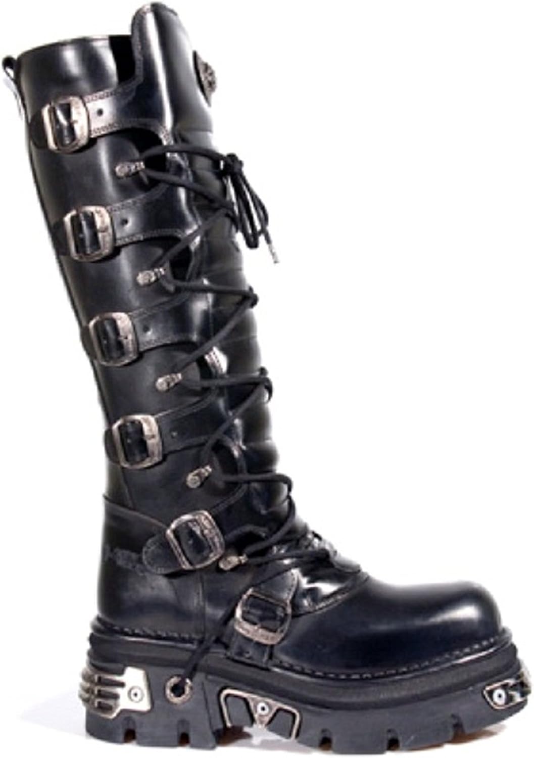 New Rock Unisex Black Metallic Gothic Biker Boots M272 (EU 40, Black