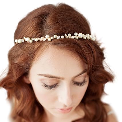 TOPQUEEN Gold Perle Strass Braut Haarkamm Hochzeit Haarschmuck Tiara Diadem, Schmetterlinge (HP03)