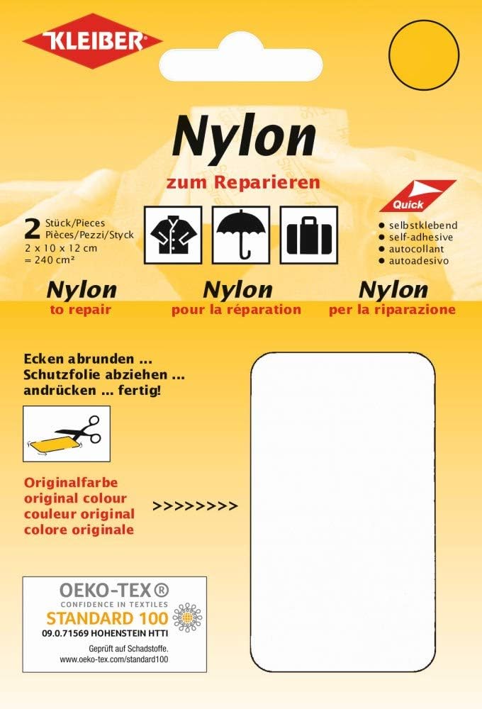 Kleiber Self Adhesive Nylon Repair Material, White, 15.5 cm x 15.5 cm