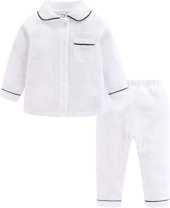 Amazon Lsmudkingdom 2重ガーゼ パジャマ 子供 男の子 長袖 ルームウェア 上下セット 前開き 綿100 無地 パジャマ 通販