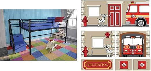 dhp junior twin metal loft bed with storage steps