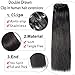 14 inch 80g Clip in Hair Extensions Human Hair 100% Double Drawn Human Hair Extensions 8 Pieces Thick To The End #1 Jet Black