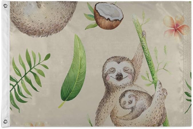 Bandera decorativa Flor tropical exótica Hojas de palmera Pereza