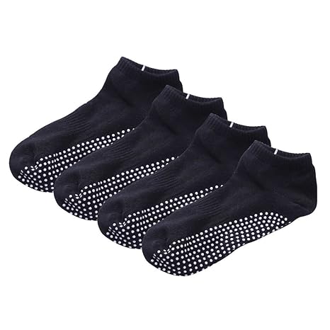 Saniqueen G 4 Pairs Men S Yoga Socks Coton Pilates Barre Dance Floor Socks With Grips Anti Non Slip Skid Socks