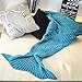 Awkli Mermaid Tail Blanket Knit Crochet and Mermaid Blanket for Adult Sleeping Blanket, Gift for Mother Day, Halloween, Thanks Giving Day (Light Blue)