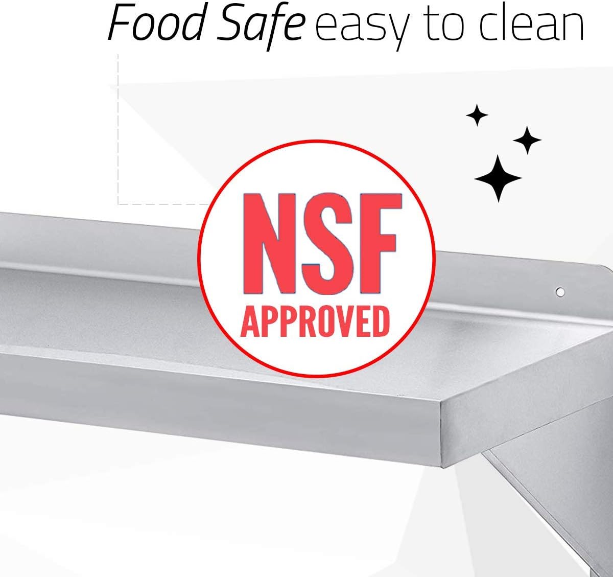 DuraSteel Stainless Steel Wall Shelf - 24" Wide x 12" Deep Commercial Grade - NSF Certified - Industrial Appliance Equipment (Restaurant, Bar, Home, Kitchen, Laundry, Garage and Utility Room): Home & Kitchen