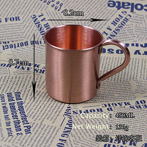 VT BigHome 450ml 16.0oz 100% Copper Mug Mule Durable Coppery Beer Mugs Coffee Mug Milk Cup Pure Copper Cup Drinkware