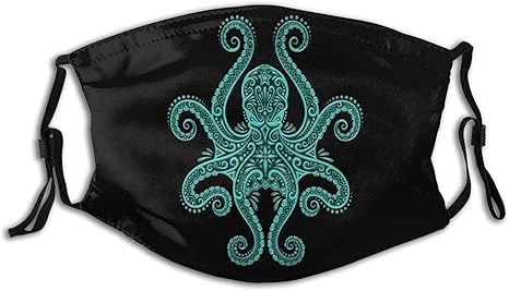 Aufwendige blaugrüne Kraken-Bandanas Schilde Winddichte Outdoor