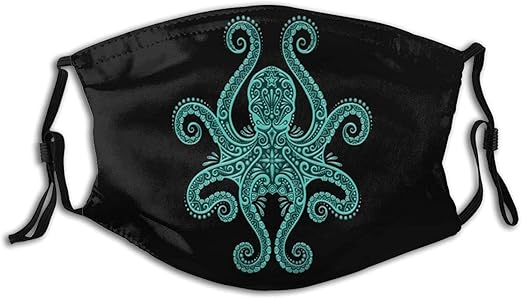 Aufwendige blaugrüne Kraken-Bandanas Schilde Winddichte Outdoor