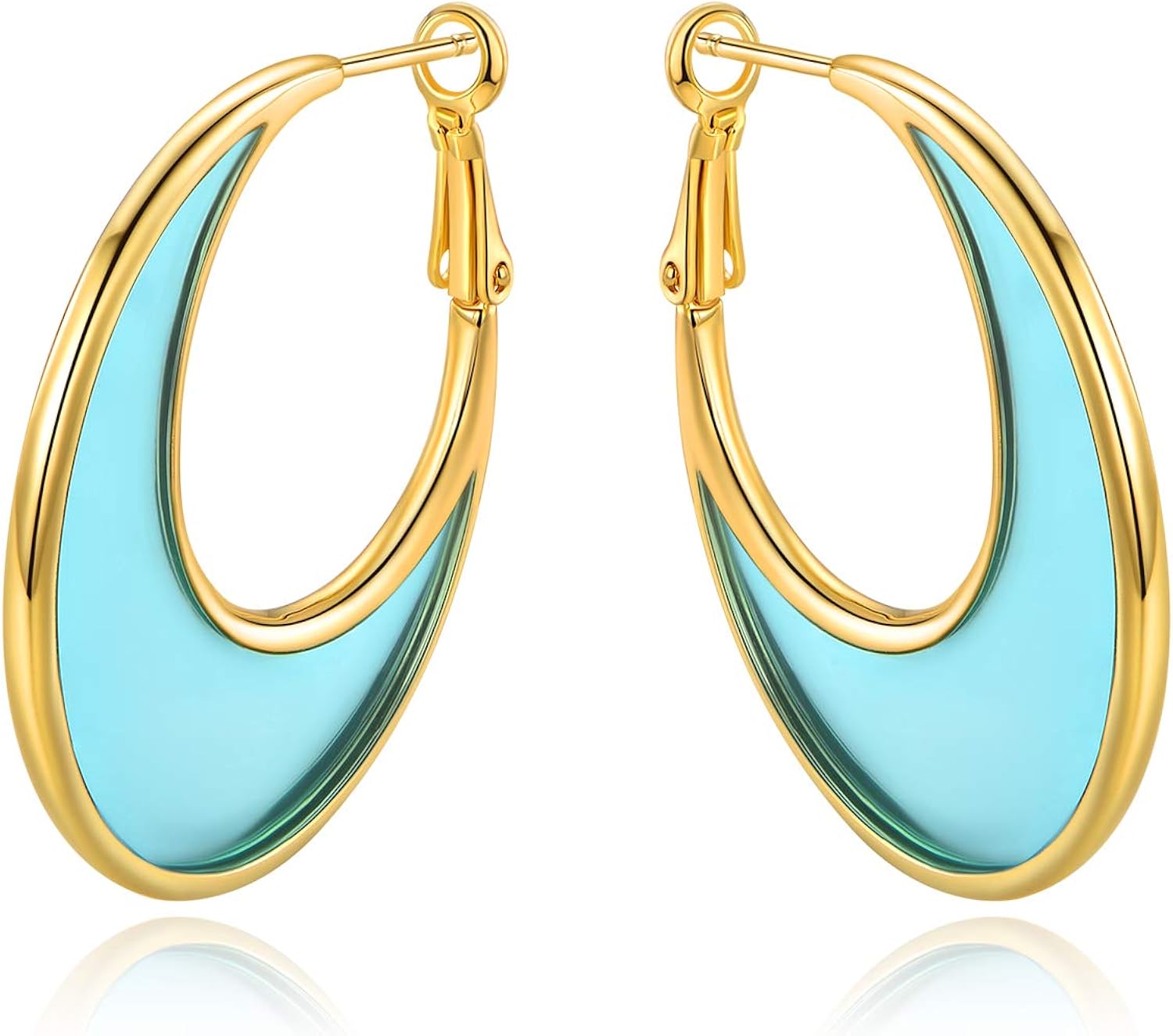 Amazon.com: Large Blue Transparent Hoop Earrings in 925 Sterling Silver Needle in 18K Gold