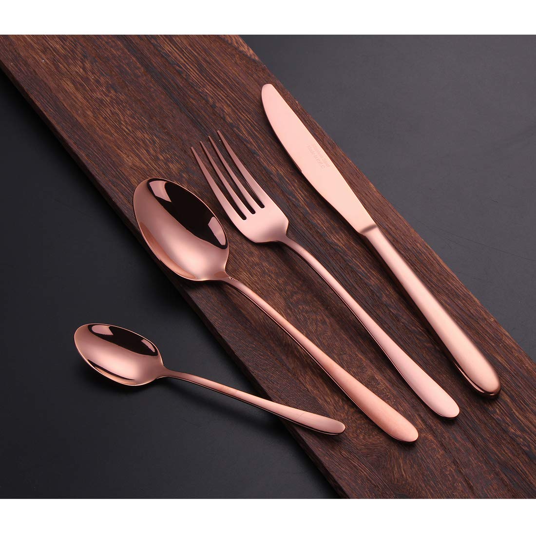 PHILIPALA besteck Edelstahl 4-teiling Utensilienset Geschirr Tafelmesser Esslöffel Gabel Dessertlöffel，Besteck set für die reisende Camping-Roségold