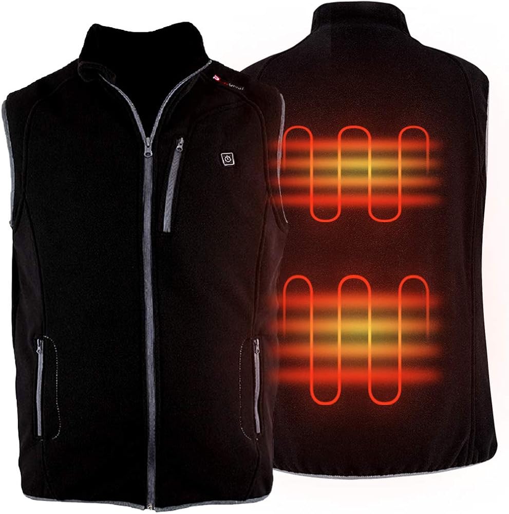 PROSmart Heated Vest Polar Fleece Lightweight Waistcoat with USB Battery Pack for Men and Women (Unisex): Clothing