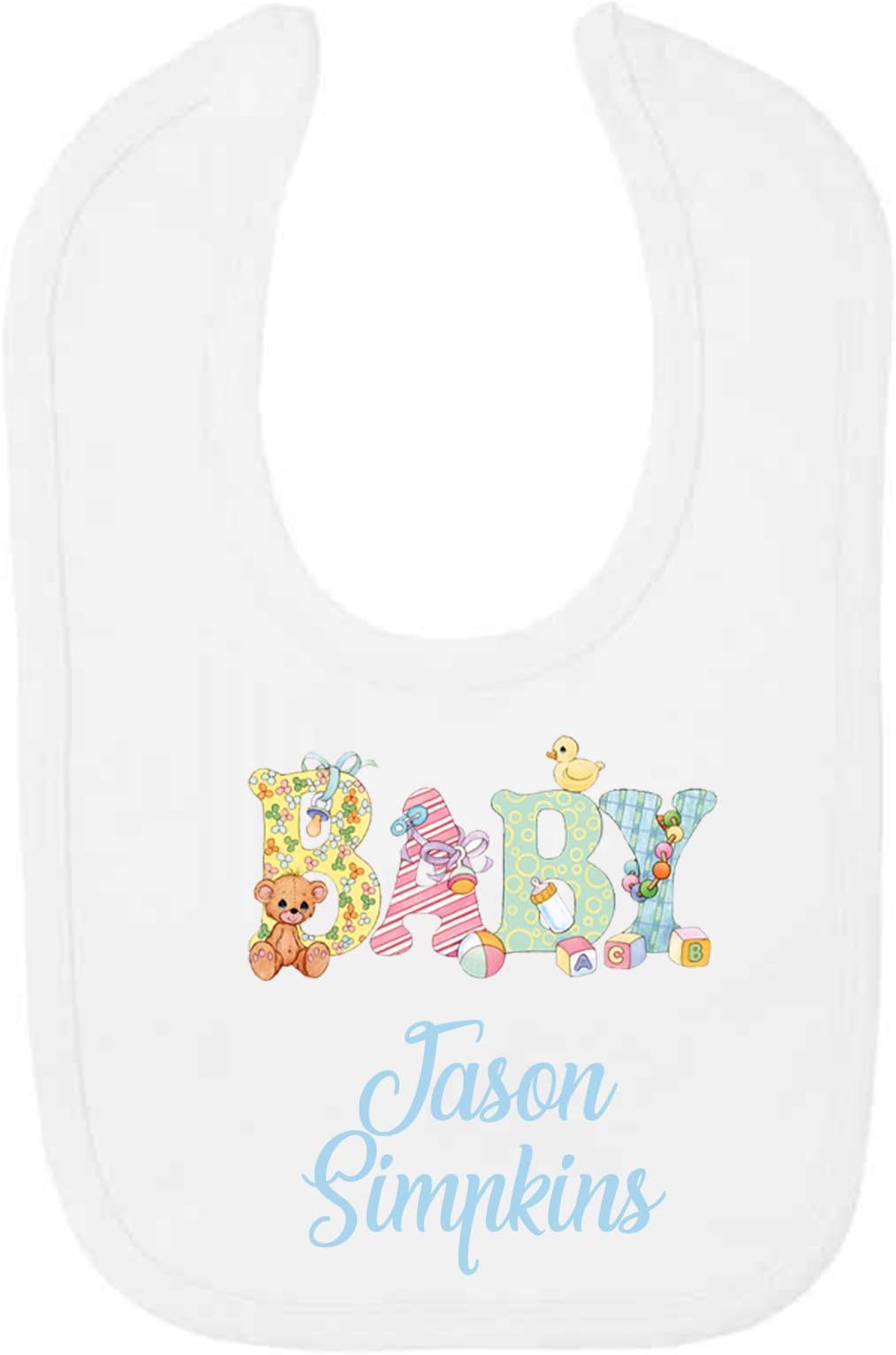 Baby Banner Baby Shower/New Baby Personalised Baby BIB – Printed with The Name of Your Choice – UP to 30 Letters for Name & Message