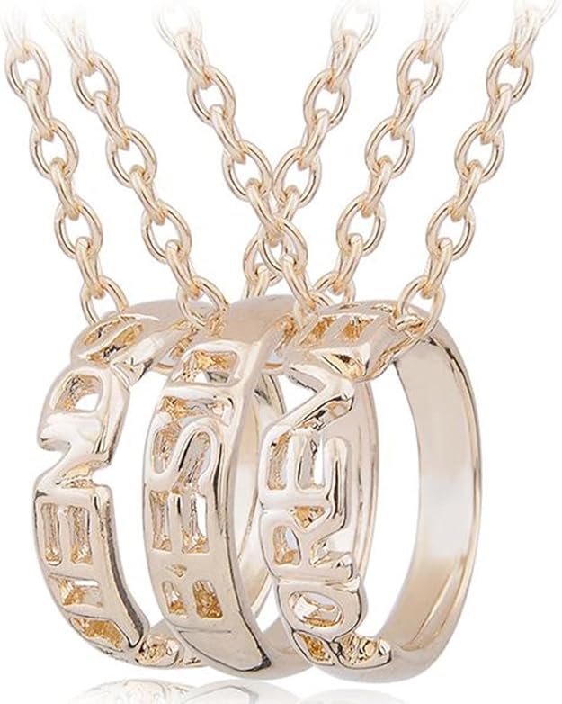 Gudeke 3 Metalllegierung Ketten mit 3 golden kleinen Ringe Anhänger mit