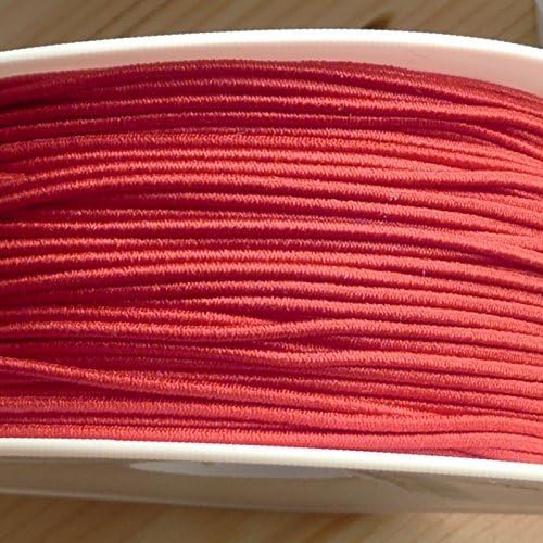 2 metres of 1mm wide round elastic stretch cord in various colours, - hat mask jewelery (Red)