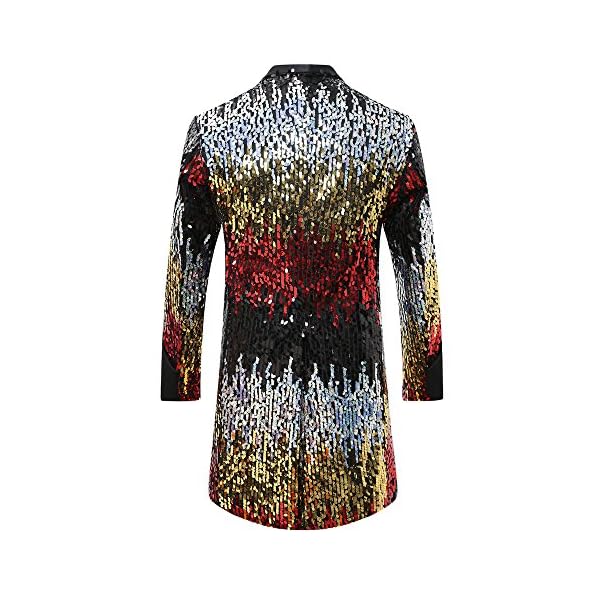 Men's Tuxedo Single-Breasted Party Show Suit Sequins Punk Jacket Blazer - Image 3
