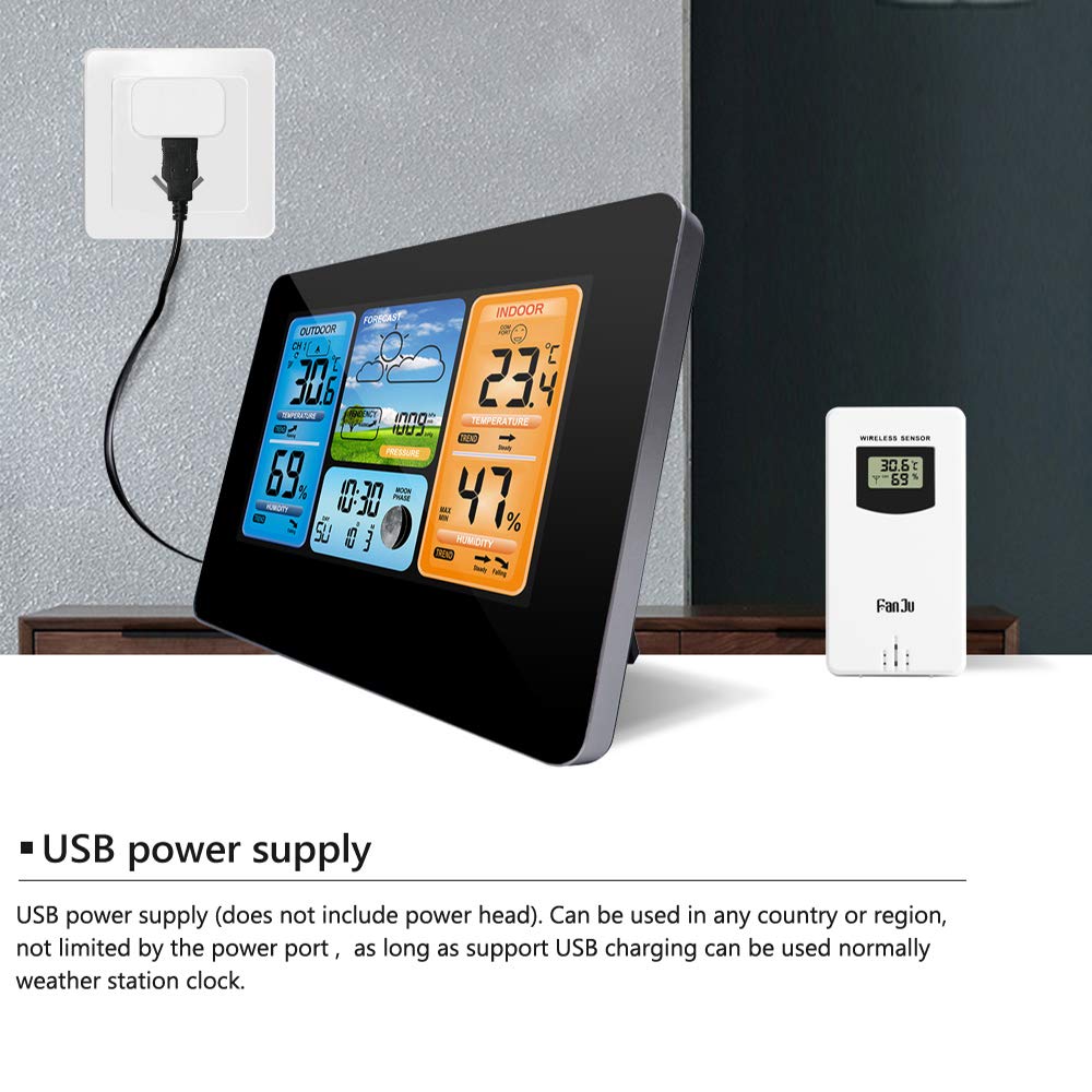 Indoor Outdoor Digital Thermometer Home Alarm Clock with Temperature