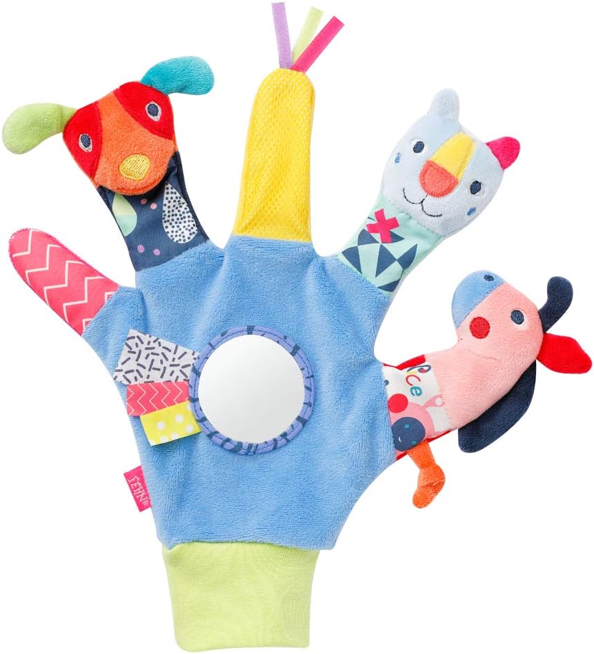 Fehn 055429 COLOR Friends Play Glove, Finger Puppet Glove for the Right Hand, for Babies and Toddlers from Newborns Upwards