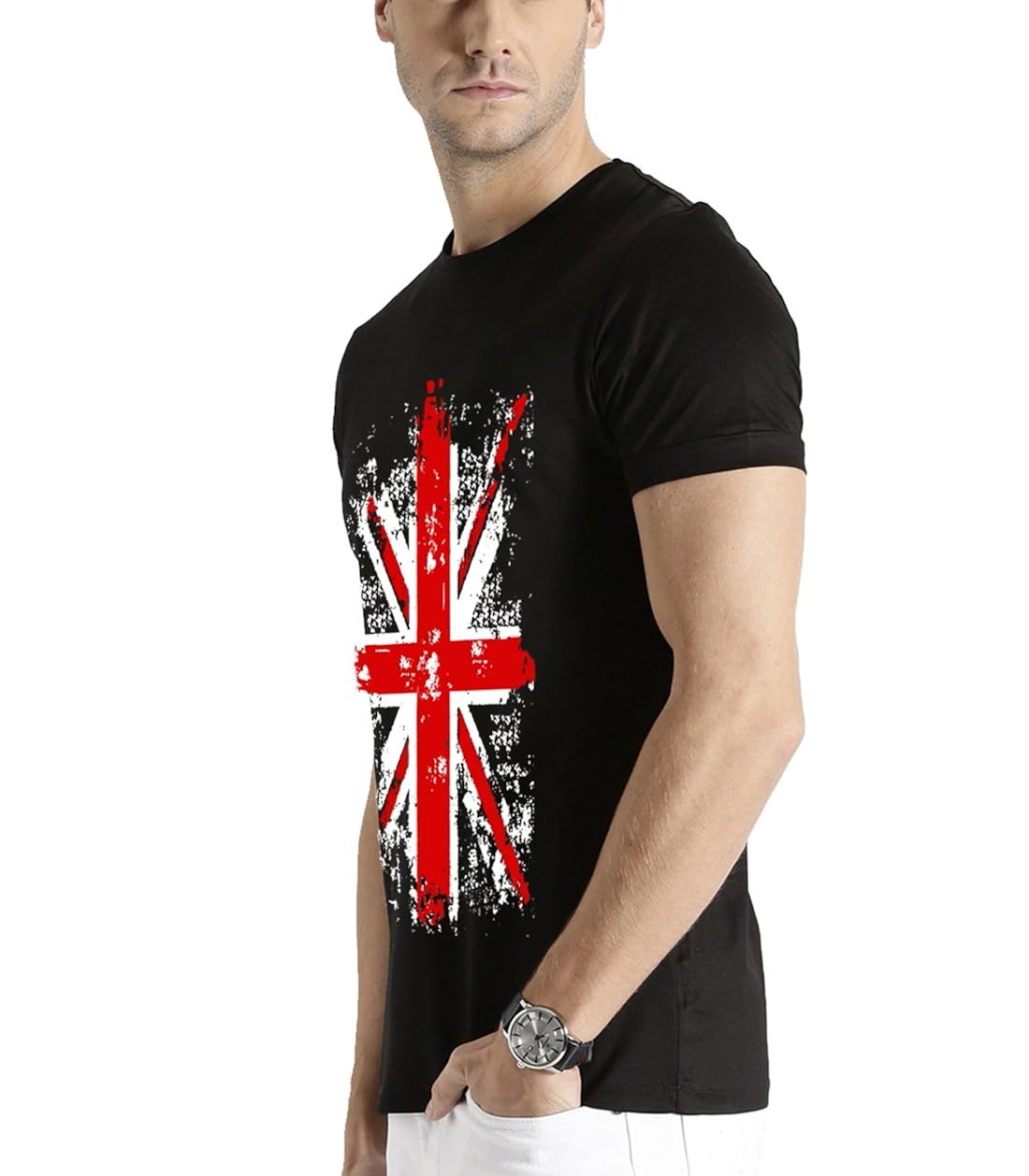 adro men's uk flag printed cotton t-shirt