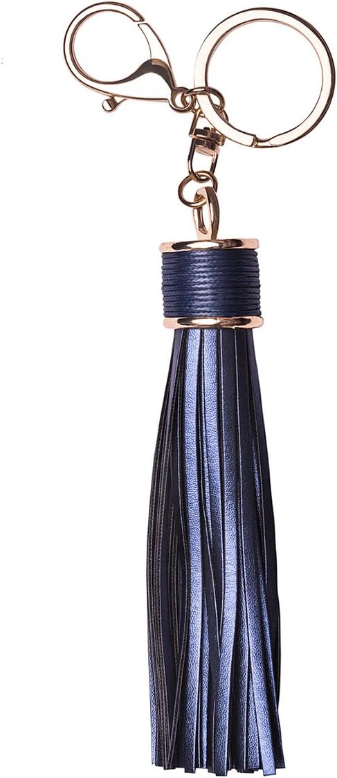 Boseen Leather Tassel Pendants Charm Key Chains for Womens's Wallet or Handbag or Car Circle Key Rings Accessory (Pink)