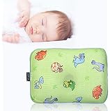 Small Gio Baby Pillow with Free Cover | S-Size 0-8 Months with Head Circumference Under 41cm | Breathable & Anti-Suffocation 3D Air Mesh | Flat Head Pillow (Jurassic)