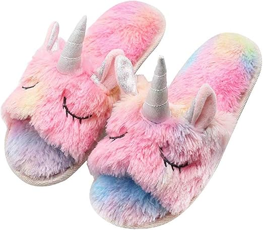 rainbow unicorn slippers