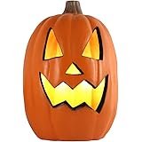 Jack-o'-Lantern - Halloween Lit Lantern with ETL Certified Cord and 2 Safety Fuse - Indoor Outdoor JackoLantern Decoration for Halloween Party Home Décor - Round Lightened Pumpkin 16 Inch